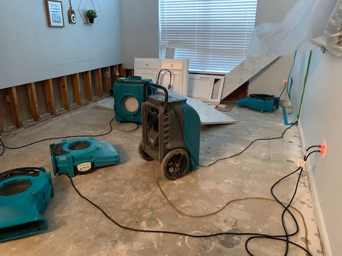 Dehumidifier in flood-cut room for Water Damage Restoration in Nellis AFB